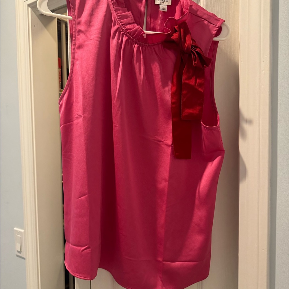 J. Crew Vibrant Pink Top with Red Accent